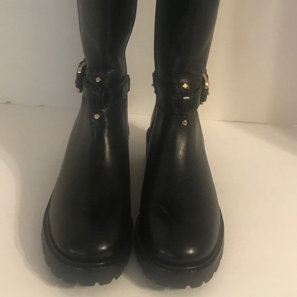 Tory Burch Daniela Riding Boots Burgundy/Black 5.5 - Picture 4 of 7